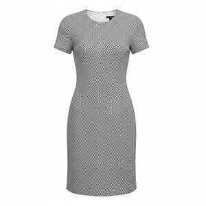 J. McLaughlin A Line Midi Whit/Black Textured Short Sleeve A-Line Dress Size XS